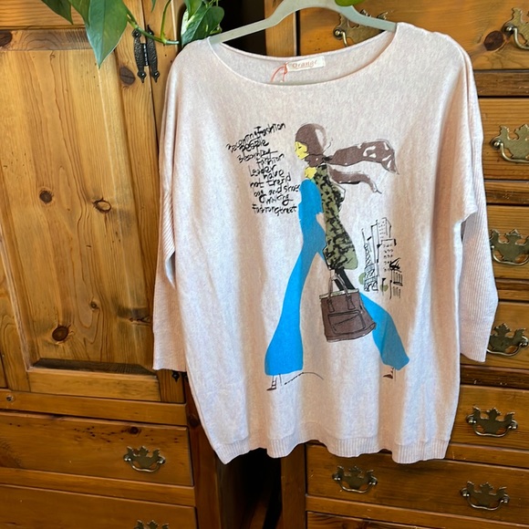 🍁Orange NWT longsleeve, oversize sweater with rabbit hair - Picture 1 of 9